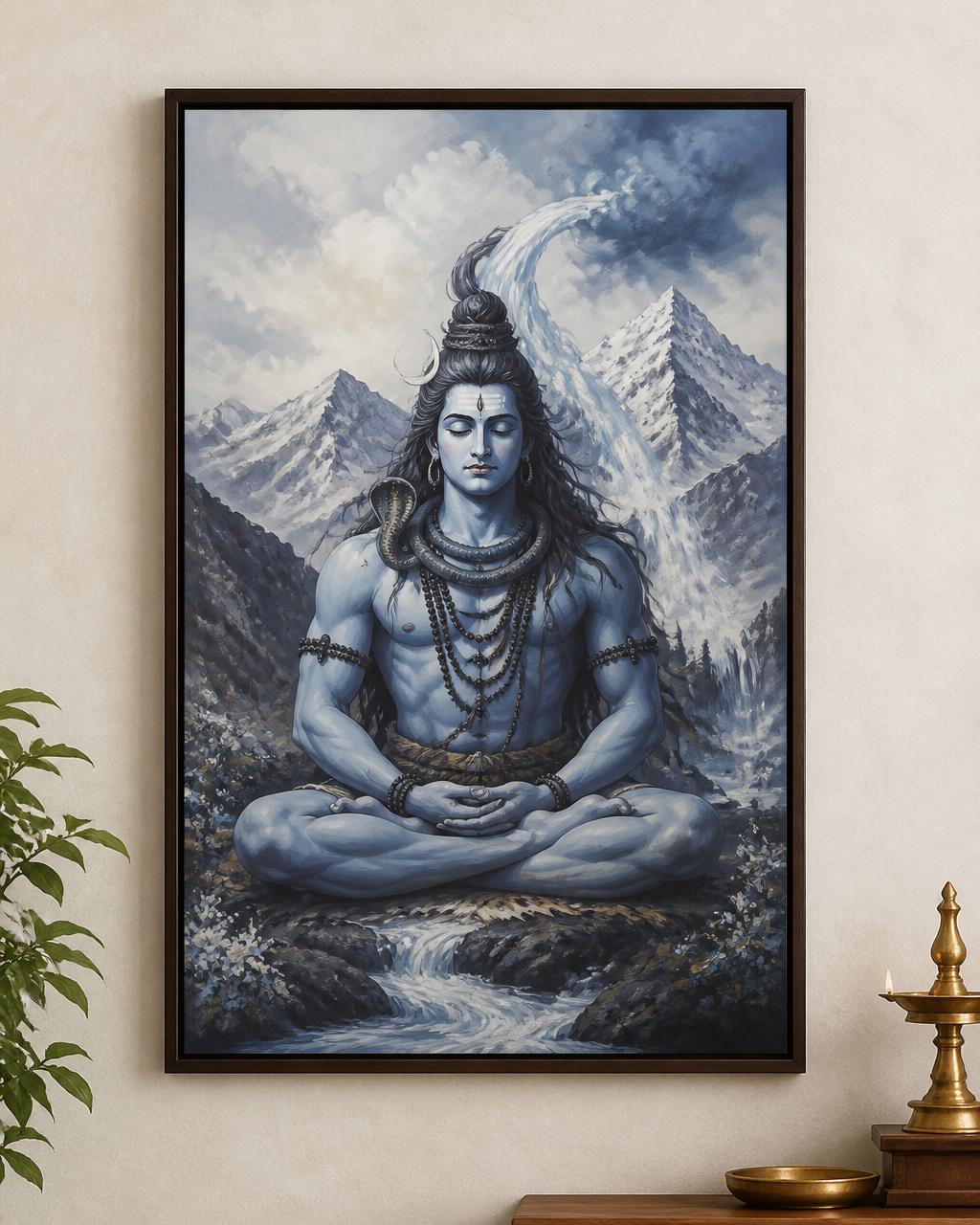 Rang Vastu Shiv Ganga devotional painting in indigo tones