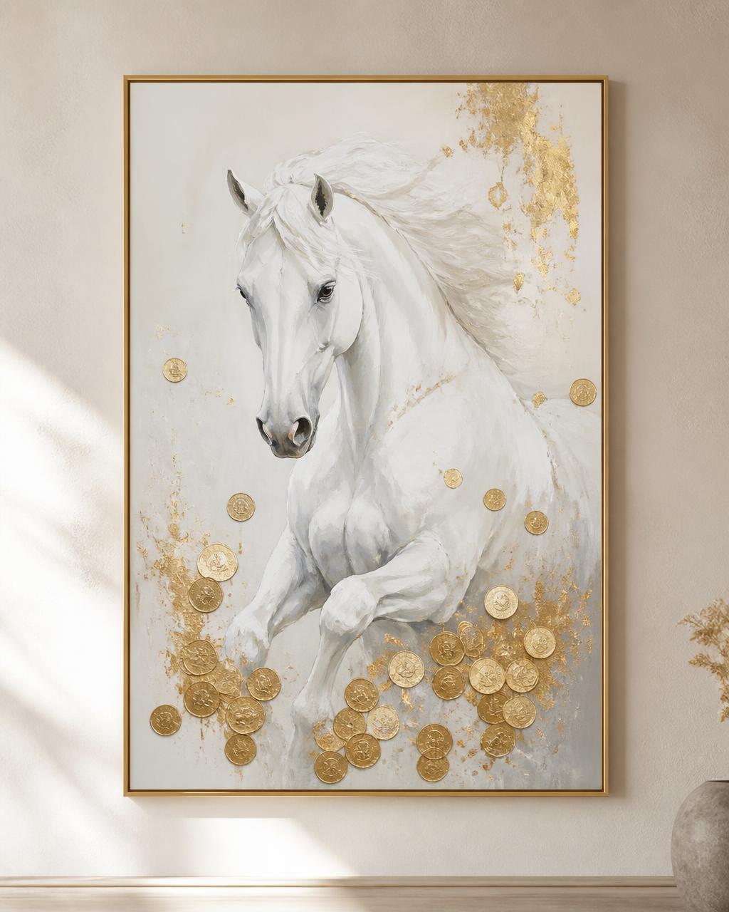 Rang Vastu White Swarn painting with gold leaf accents